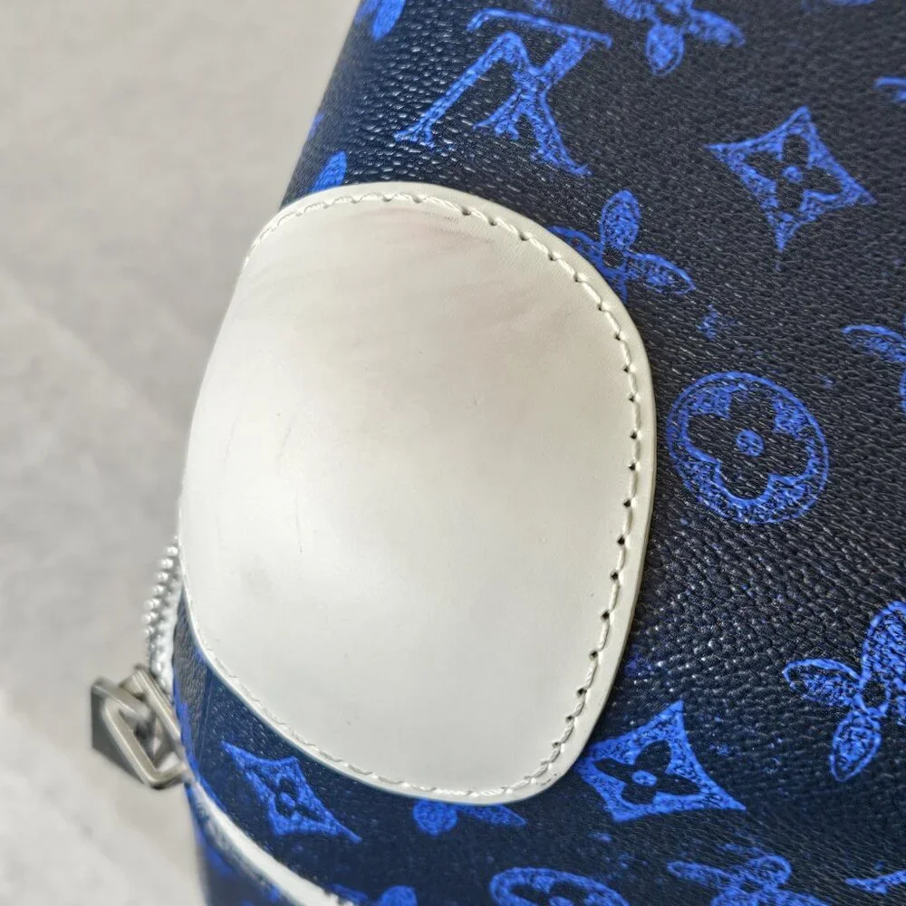 Louis Vuitton Blue Monogram Horizon 55 Rolling Suitcase Luggage Carry On Bag